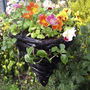 Conical "Witch Hat" planter with Mimulus "Magic Rainbow" and trailing Bizzy Lizzy "Spellbound"