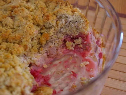 Rhubarb and raspberry crumble!!!